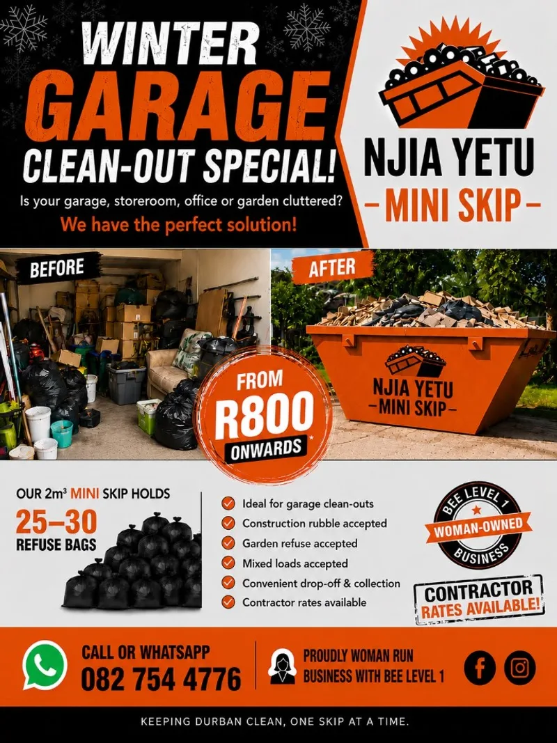 Winter Garage Clean-Out Special — 2m³ mini skip hire from R800